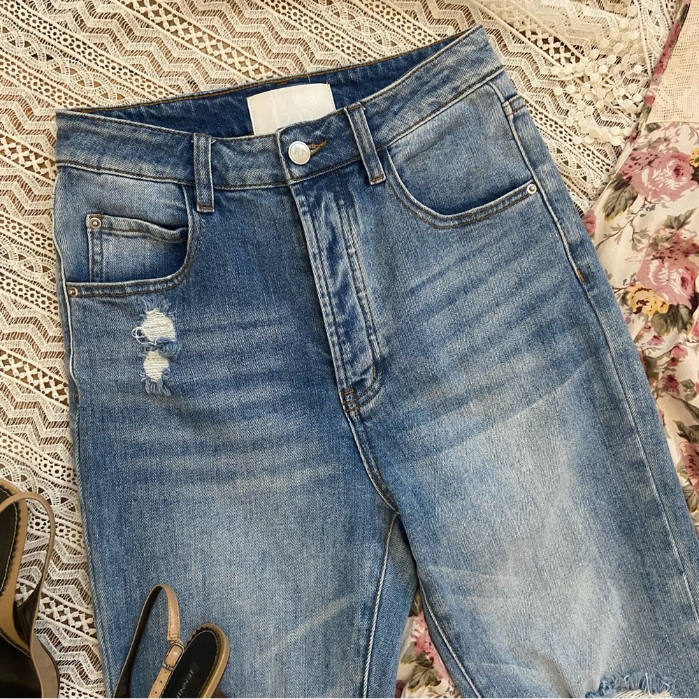 JEANS Straight Leg RACHEL PARCELL High Rise Distressed - Picture 2 of 10